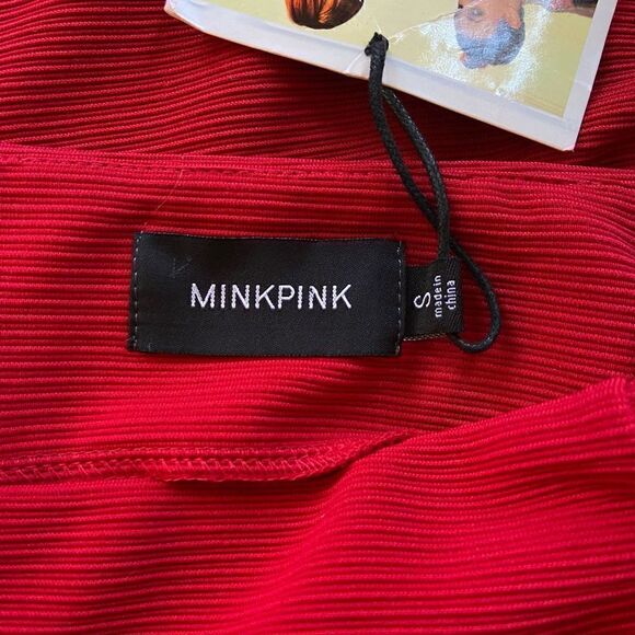 MINKPINK Red Stretch Ribbed Mini Skirt S - Picture 6 of 7